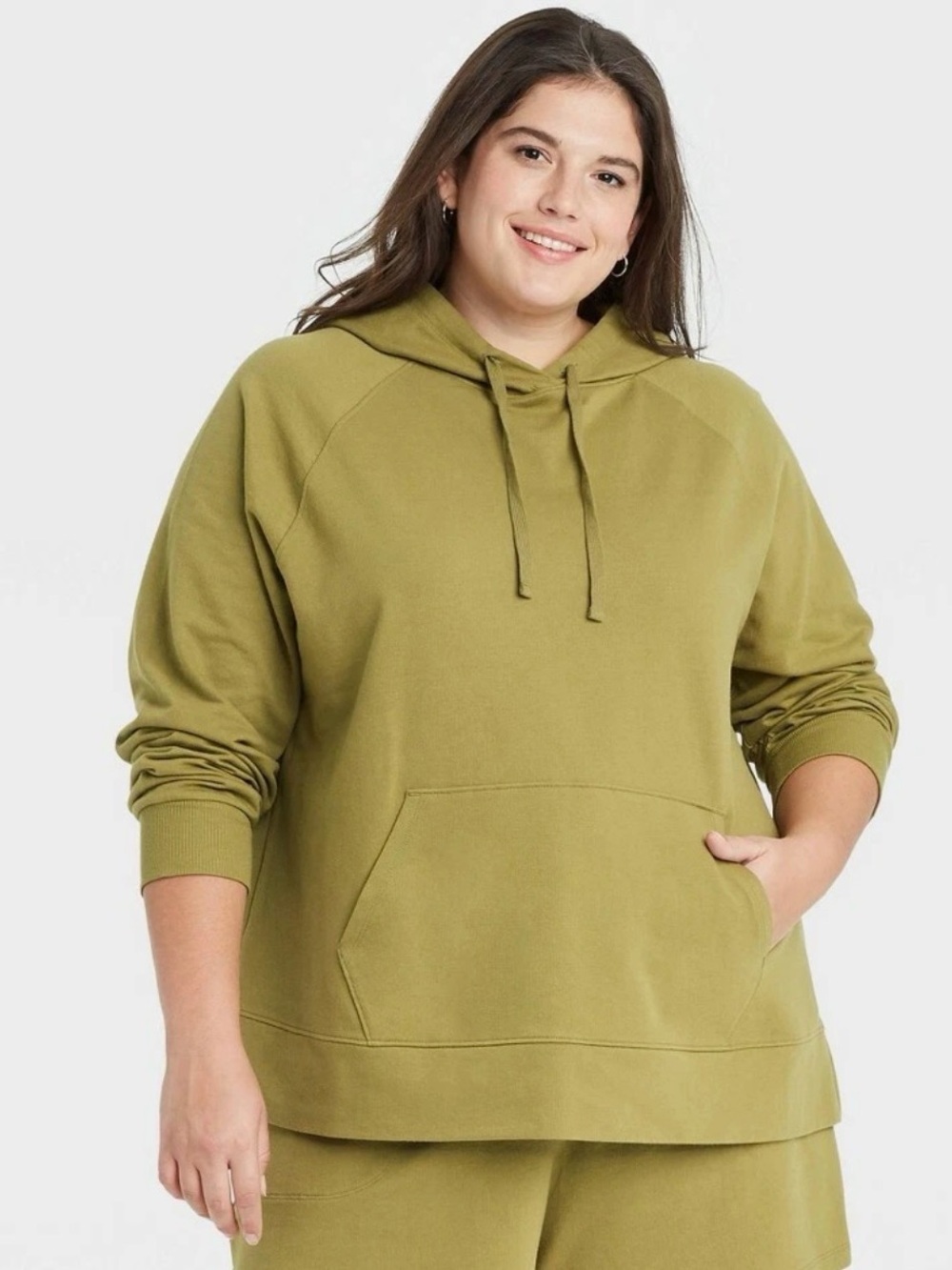 Ava & Viv Olive Crewneck Hoodie - Light Olive Green Pullover